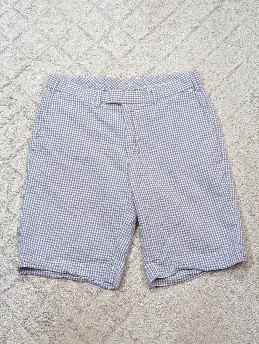Polo Ralph Lauren Shorts Mens 32 Blue Checker Seersucker Cotton Classic Preppy